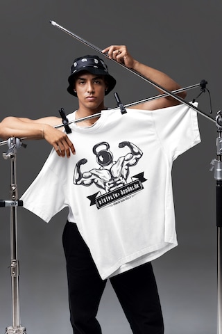 Fitness Dijital Baskılı Unisex Tshirt, Günlük Kullanıma Uygun Pamuklu Regular Tshirt Beyaz