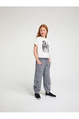 Escabel Kız Çocuk Pamuklu Kabartmalı T-shirt-14117 Ekru