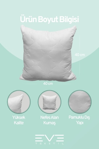 Eve Tekstil 10 Adet Diamant Plus Kare Kırlent Yıkanabilir Antialerjik Silikon Elyaf Yastık 40x40cm 400 Gr