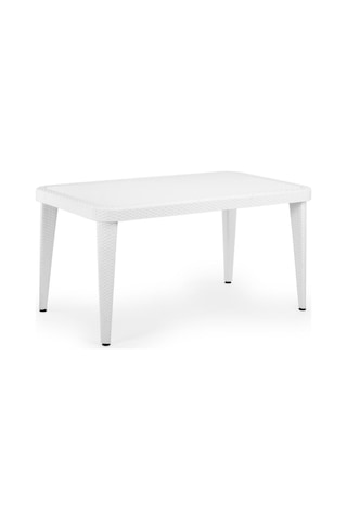 Bintaşmobilya Beyaz 6 Kişilik Rattan Plastik Dış Mekan Bahçe Masa Sandalye Takı Beyaz