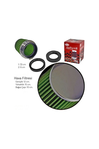 Carub Tuning Hava Filtresi 2 Aparatlı 60-76 Mm Krom Yeşil Br4686102 1 Adet
