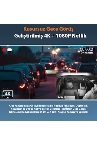 Rexing R316 4k Gps Wi-fi Araç Kamerası + 64gb Sd Kart Ve Acc Kit