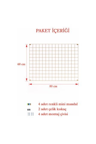 Tel Pano 60x80 Gold 4 Adet Mini Mandal ,2 Adet Çelik Kıskaç Hediyemizdir