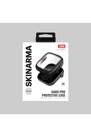 Watch 42mm Uyumlu Skinarma Gado Pro Dijital Taç Korumalı Kasa Ve Ekran Koruyucu Siyah Siyah