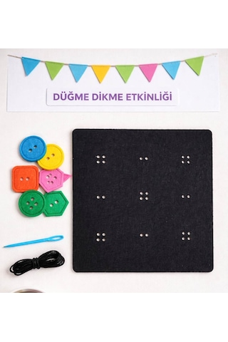 Keçe Düğme Dikiş Seti Eğitici, Zeka Geliştirici, Motor Becerisi
