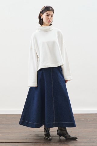 Yüksek Yakalı Oversıze Sweatshırt Ekru Ekru