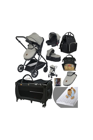 Baby Home Yeni Doğan Full 9 In 1 Set 1010 Travel Sistem Bebek Arabası 560 Bebek Oyun Parkı Yatak Beşik