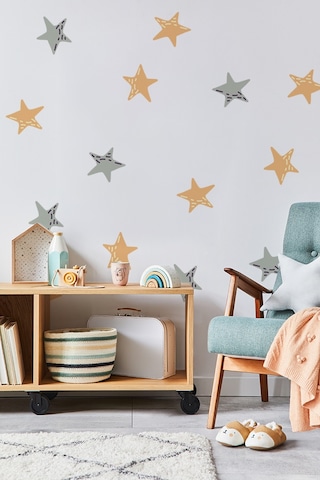 Işıltılı Yıldızlar Temalı 50 Parça Çocuk Ve Bebek Odası Dekoratif Duvar Sticker Seti Figür 3