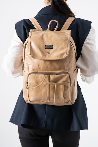 571 Collections Suni Deri Yıkama Sırt Çantası Poliüretan Bej Model: 571-14-16ı Bej