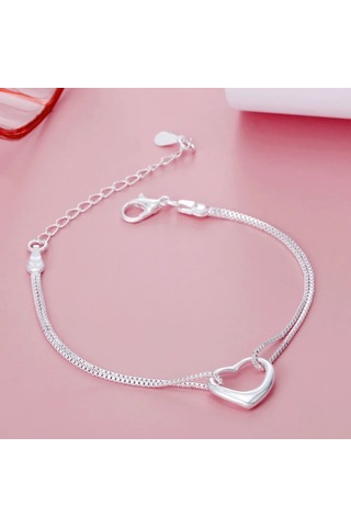925 Ayar Gümüş Kalp Bileklik