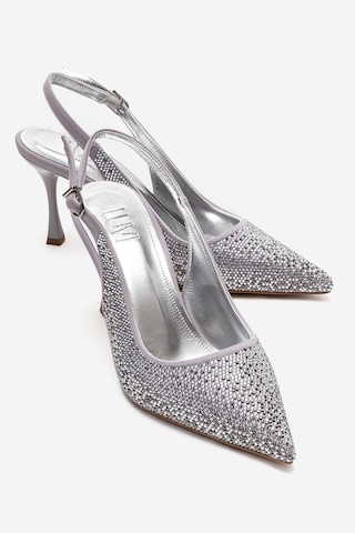 Luvishoes Johanna Gümüş Taşlı Kadın Topuklu Ayakkabı Gümüş