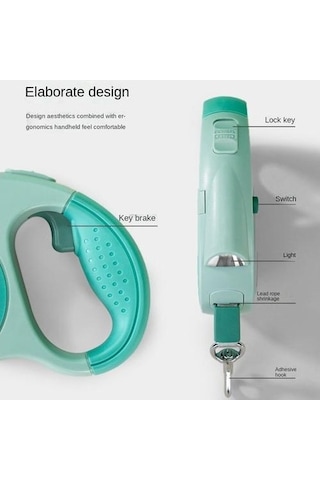 Soulader Otomatik Geri Saran Köpek Tasması, Işıklı Gece Yürüyüş İpi, Küçük Ve Orta Irk Evcil Hayvanlar İçin Güvenlik Kayışı