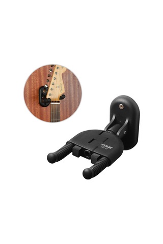 Ranyeek Otomatik Kilitleme Folding Gitar Asıcı - Elektro Akustik Bas Ukulele İçin Duvar Tipi - Mühendislik Plastik Siyah Siyah