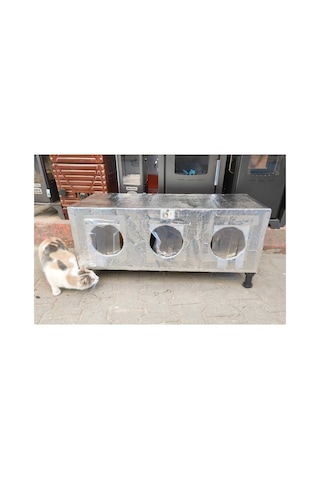 Kedi Evi Kedi Yuvası Kedi Barınağı %100 Su Soğuk Ve Kar Karumalı Ayaklı 3 Bölmeli 90x40x36cm