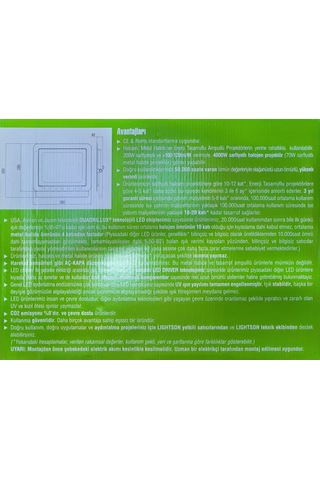 Lightson 200 Watt Parlak Beyaz Işık Led Projektör