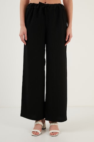 Lela Belden Bağlamalı Rahat Kesim Krinkıl Kuımaş Bayan Pantolon 5862061 Siyah