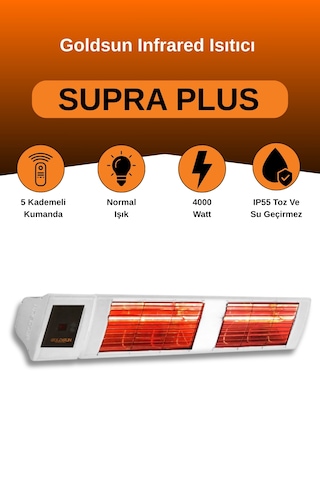 Supra Plus 4000 Watt Gss40p Kumandalı Suya Dayanıklı Elektrikli İnfrared Isıtıcı-beyaz