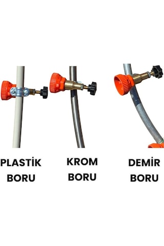Tarım Garaj 4+4 Başlıklı Hilal Tip İlaçlama Makina Aparatı Krom Boru