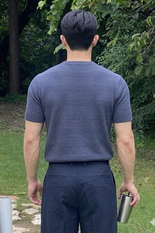 Tarz Cool Fitilli Triko Tişört Erkek Slim Fit Yazlık Premium Basic Üst Lacivert