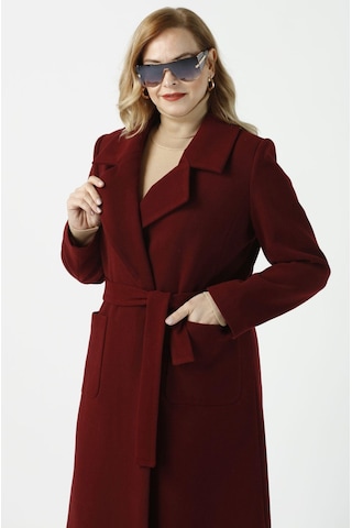 Moda Berray 904 Bordo Mono Yaka Torba Cepli Kaşe Kaban Bordo