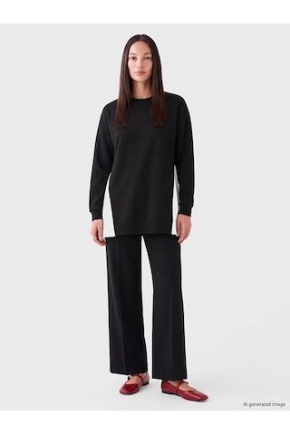 Lcw Everyday Siyah Soft Touch Kadın Sweatshirt Tunik