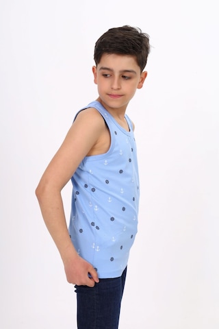 Toontoy Kids Toontoy Erkek Çocuk Baskılı Bisiklet Yaka Basic Atlet Mavi