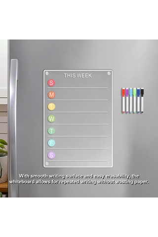 Ruicoo 20x30cm Şeffaf Akrilik Manyetik Tahta - Ofis/sınıf İçin Not Almak, Planlamak, Çizmek Sürekli Kullanılabilir, Kaliteli Malzeme