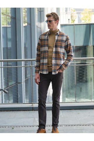 Camel Erkek Oduncu Gömlek Ön Cepli Slim Fit Gömlek Ncs Jeans 7217-camel Camel