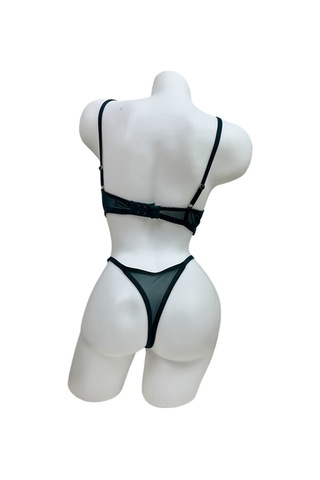 Yeşil Balenli Dantelli Sütyen Takımı - 11-1001 Yeşil