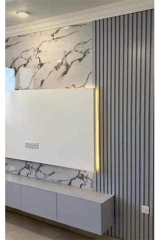 Açık Gri 60x270 Cm Yeni Nesil Akustik Ahşap Duvar Paneli