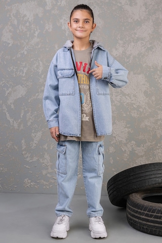 Dmb Kids % 100 Pamuk Straight Fit Düz Paça Jean Erkek Çocuk Kot Pantolon Açık Mavi