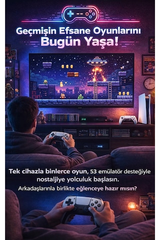 Ultra Retro Oyun Konsolu - 53 Emülatörlü, 2 Kablosuz Kollu 10.000+ Nostalji Oyun Seti