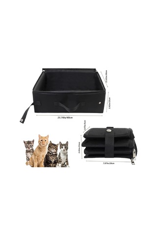 Seyahat İçin Taşınabilir Kedi Çöp Kutusu, Mini Ve Orta Kediler İçin Kapaklı Katlanabilir Kedi Kumbası Kutusu, Sızdıran Su Geçirmez, Taşınması Kolay, Oteller İçin İyi, Araba, Açık Mekan Siyah Siyah