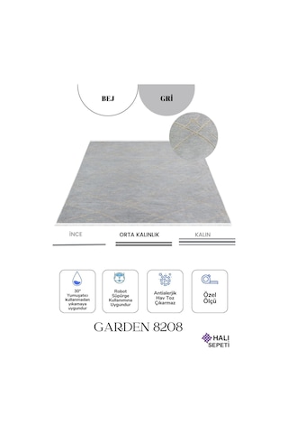 Enti Terrace 8208 Gri Iskandinav Halı Yıkanabilir Kesme Yolluk Koridor Kaymaz Çocuk Odası Koyu Gri