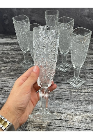 6 Kişilik Cam Kare Ayaklı Kahve Yanı Bardağı Bardak Kupa 130ml