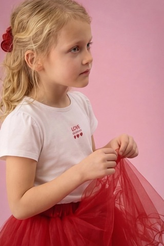 Fesshera Kids Kız Çocuk Etek Beli Lastikli Şık 23 Nisan,29 Ekim Ve Doğum Günü Eteği Kırmızı