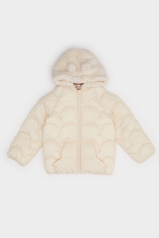 Defacto Kız Bebek Rüzgar Geçirmez Su Geçirmez Kapüşonlu Kapitoneli Fermuarlı Mont E7951a525auer37 Ekru