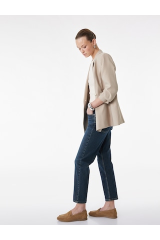 Koton Düz Paça Cepli Düğmeli Normal Bel Pamuklu Straight Fit Denim Pantolon - Straight Jeans Ovd 6sal40060md
