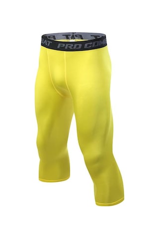 Hızlı Kuruyan Yüksek Elastik Kısa Spor Taytı, 9 Renkte Mevcuttur, Fitness, Açık Hava Antrenmanı Ve Basketbol İçin İdealdir, Ter Emici Tasarım. Sarı