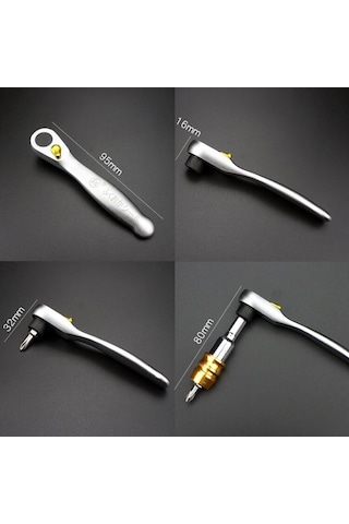 Geeksen İngiliz Anahtarı 12 Adet Mini Cırcır Tornavida Seti Cırcır Anahtar Seti Gümüş