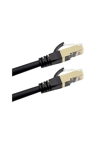 Springsun Cat8 Ethernet Kablosu 40gbps Hızlı Veri Transferi 2000mhz 26awg Oksijensiz Bakır Çift Gövde Koruma Siyah 10m