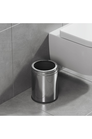 3 lt Tam Ürün Adını "Aqua Bagno Basic Çöp Kovası - Çemberli Tip - 3 L - Parlak Krom - 35.99.57.05.01