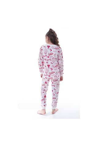 Kız Çocuk Baskılı Pamuklu Pijama Takımı Rahat, Nefes Alan, Yumuşak Kumaşlı Uyku Takımı Beyaz