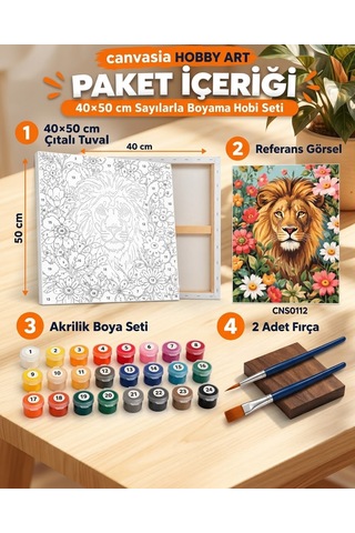 Sayılarla Boyama Numaralı Tuval Seti Boya Fırça Dahil 40x50 Cm Zihnin Baharı