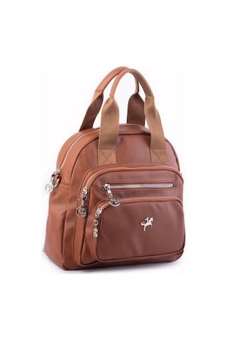 Nas Bag Kadın Çok Gözlü Dönüştürülebilir El Omuz Ve Sırt Çantası Taba Yıkamalı En : 28 Cm Boy :25c M Çok Renkli