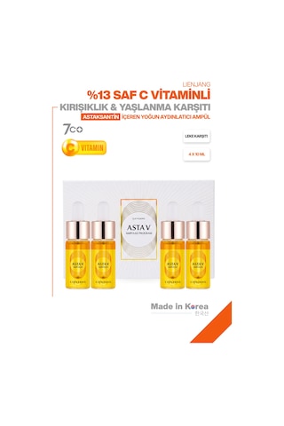 %13 Saf C Vitamini & Astaksantin Leke & Kırışıklık Karşıtı Yoğun Aydınlatıcı Ton Eşitleyici Ampül Seti 4x10ml
