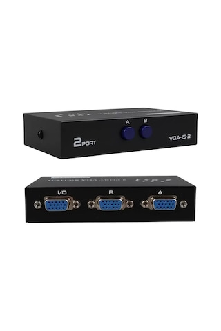 Pm-4263 2 Port Giriş 1 Çıkış Manuel Vga Splitter Toplayıcı Switch 2 Pc 1 Ekran