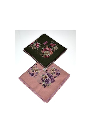 Eripek 2'li Paket Oyalı Pamuk Yazma 6594 Yeşil-somon