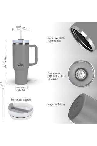 Any Morning Vaha 1200 Ml Üç Kademe Çevirmeli Kapaklı Çift Katman Çelik Termos Mug Su Yeşili Sı2440217 Yeşil