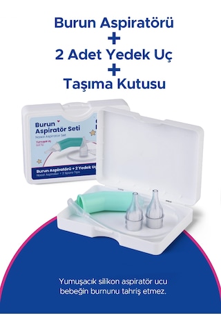 Bebek Burun Aspiratörü ve 2 Adet Yedek Uç - Burun Temizleme Aspiratör Seti